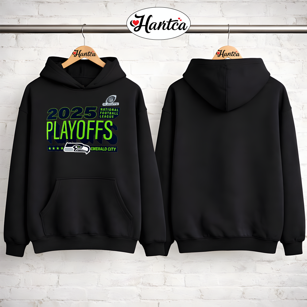 Seattle Seahawks 2025 NFL Playoffs Ready Black T-Shirt - Image 3