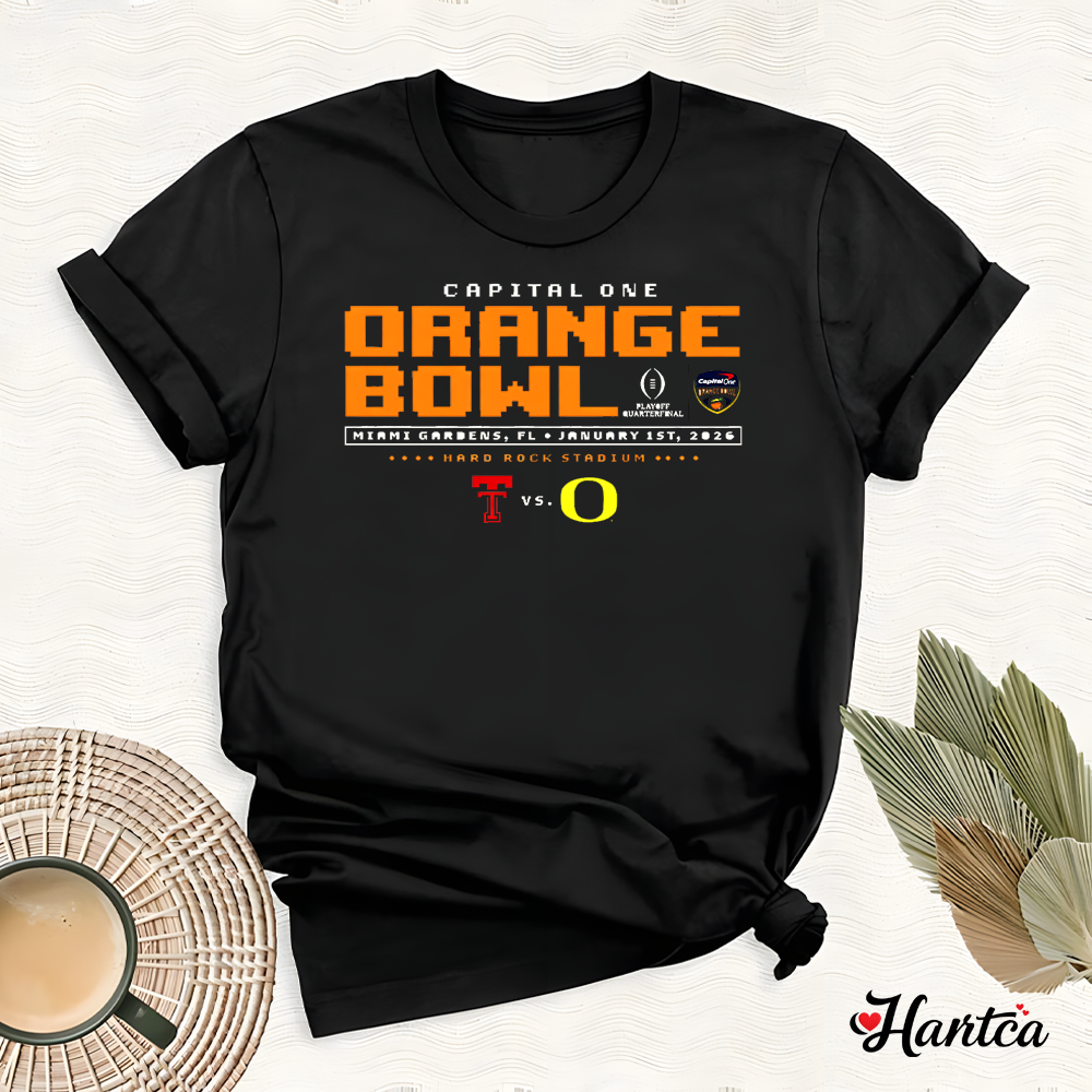 Oregon Ducks Vs Texas Tech Red Raiders Capital One Orange Bowl college football game Hard Rock Stadium, Miami Gardens 2026 Shirt Black