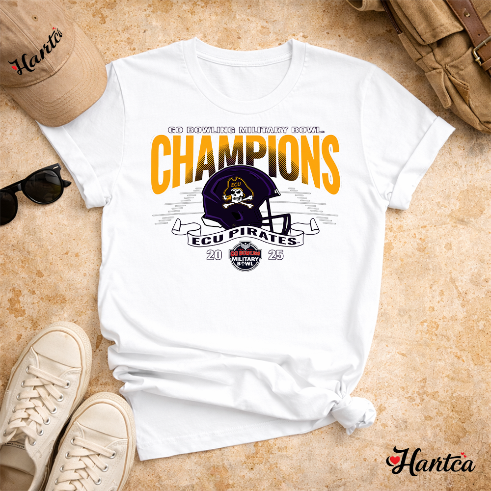 Blue 84 Unisex ECU Pirates 2025 Military Bowl Champions T-Shirt