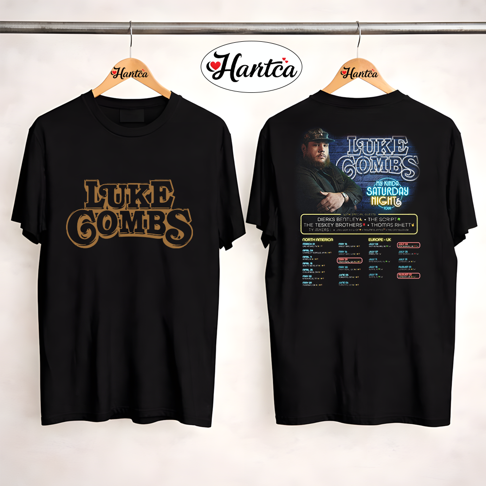 Luke Combs UK Tour 2026 My Kinda Saturday Night Dates Shirt