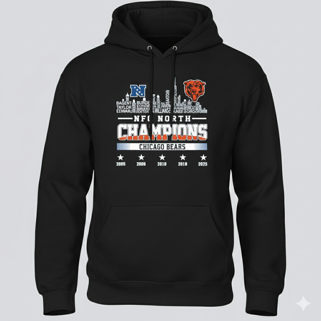 Chicago Bears 2025 NFC North Champions City Skyline Hoodie