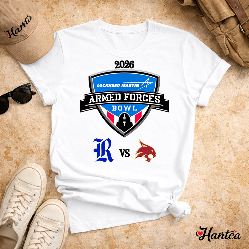 Ncaa Rice Owls vs Texas State Bobcats Lockheed Martin Armed Forces Bowl 2026 T-shirt