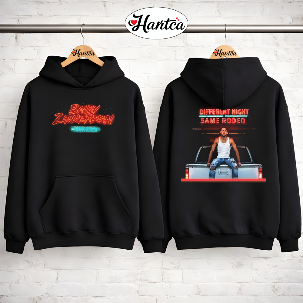Bailey Zimmerman Merch Different Night Same Rodeo Tour 2026 Hoodie