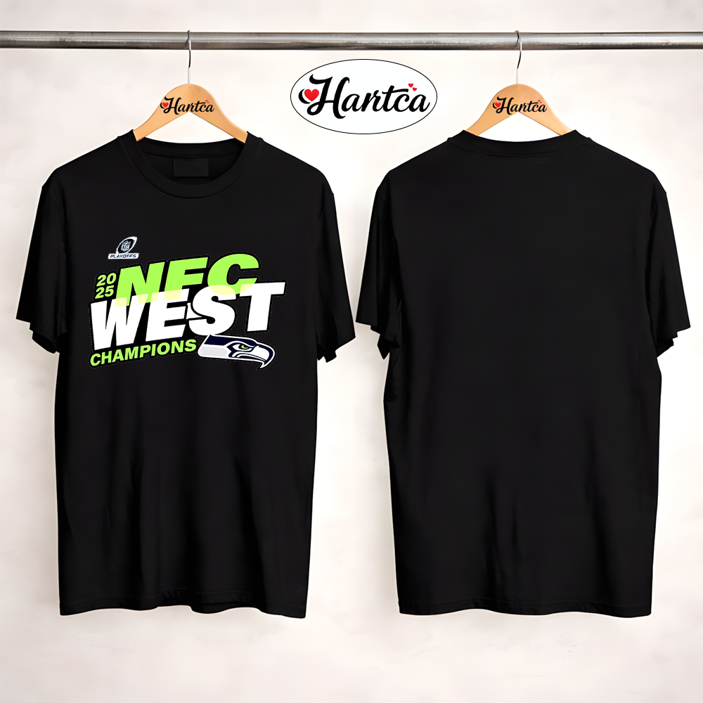 2025 Seattle Seahawks  NFC West Division Champions Locker Room Trophy Collection T-Shirt