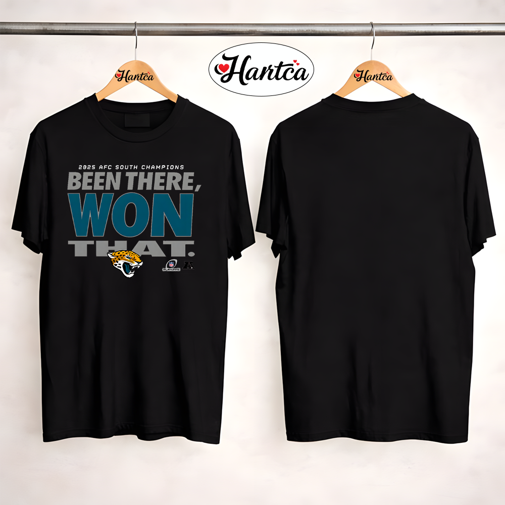 2025 AFC South Division Jacksonville Jaguars Champions Locker Room Trophy Collection T-Shirt