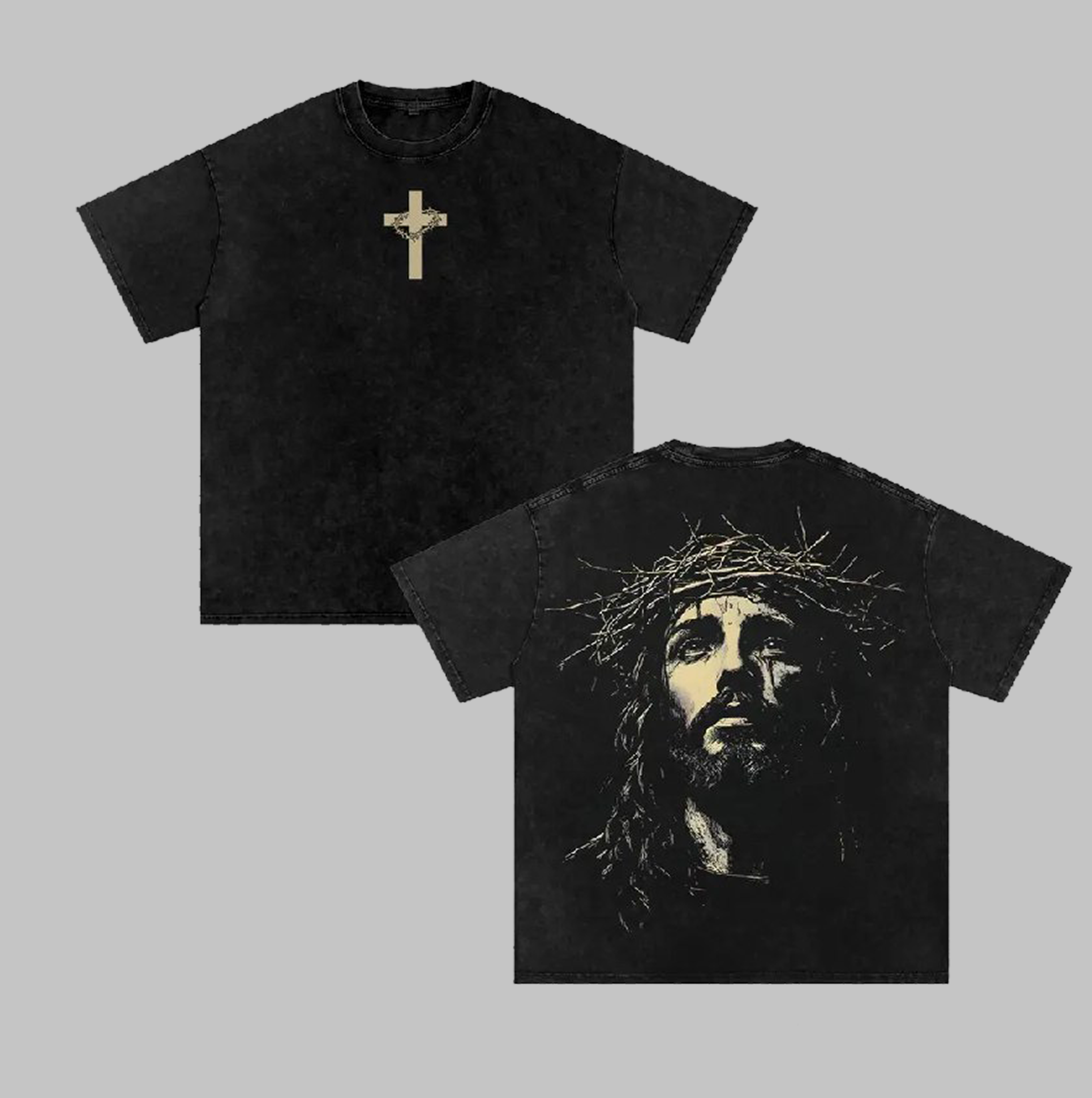 Jesus Crown of Thorns Tshirt & Hoodie Washed, God Apparel Tee, Easter T-Shirt, Jesus T-Shirt, Easter Streetwear, Christian Apparel Graphic Tees, Gym Pump Cover