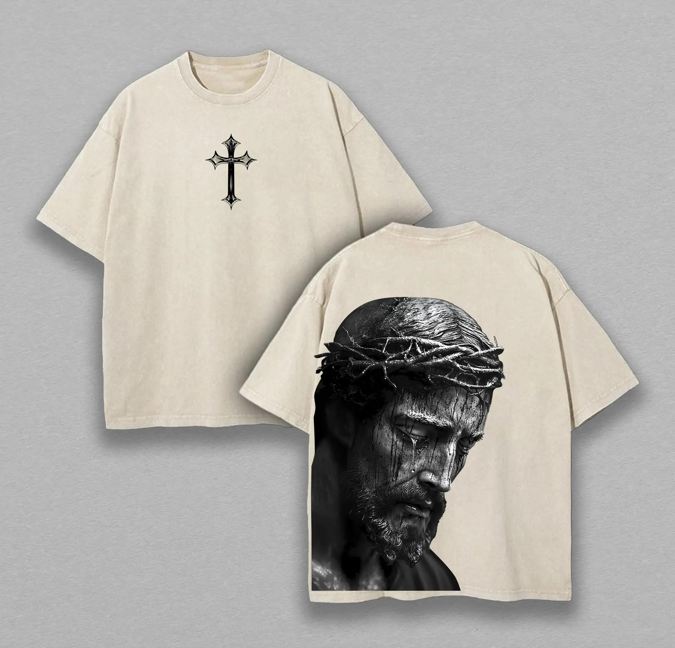 Jesus Christ Cry Washed T-Shirt, Jesus Cry Tee, Jesus Tshirt , Cross Tee, Christian Apparel Streetwear Menswear Top Men and Women