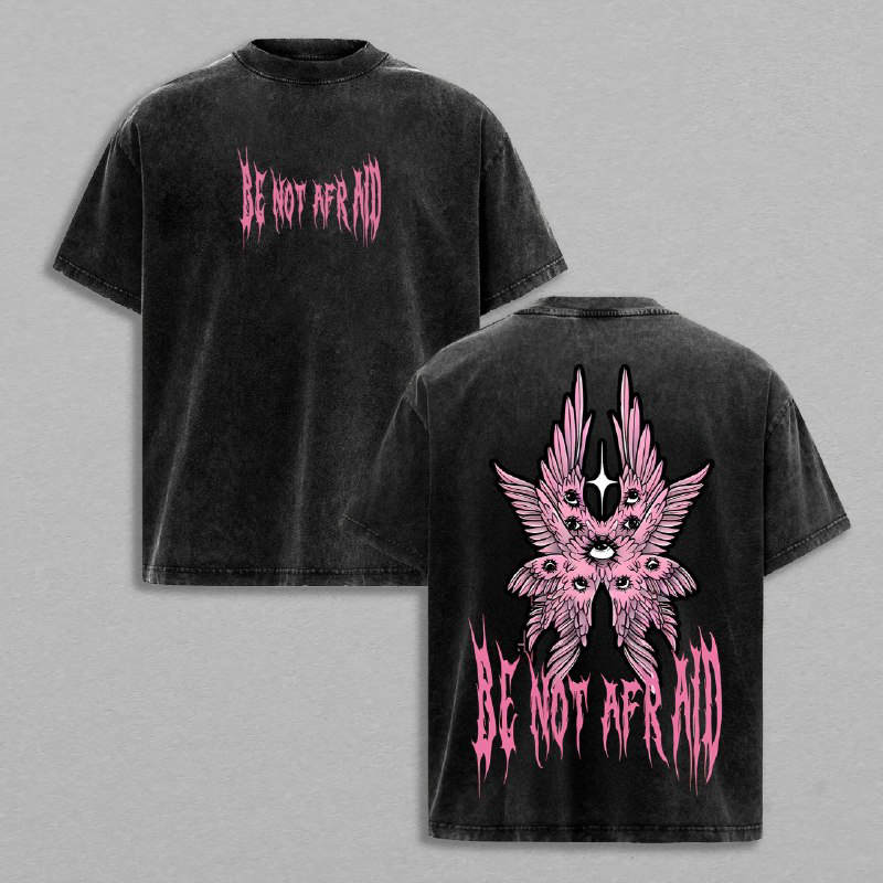 Be Not Afraid Christian Washed Hoodie, Washed Tee Menswear Men's Graphic Round Neck