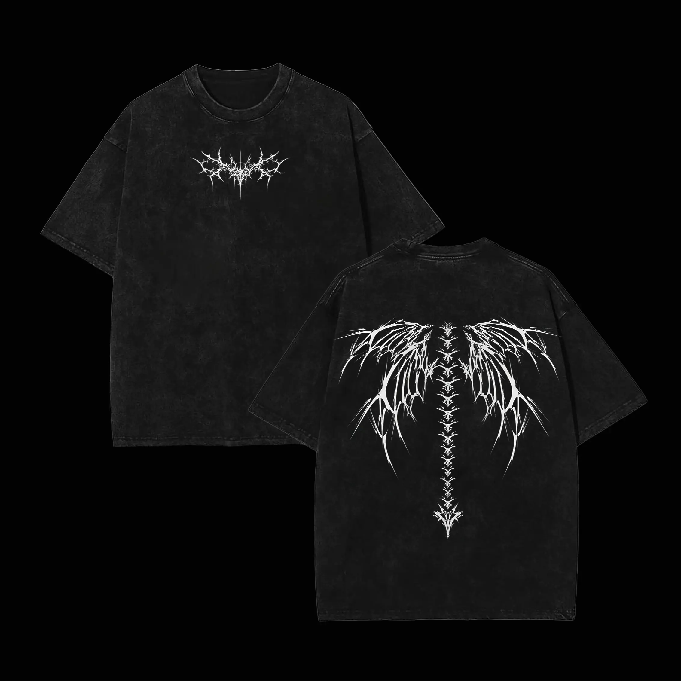 Y2K Gothic Angel Wing Washed Hoodie, Wing Tshirt– Dark Aesthetic Streetwear,Graphic Tee,Menswear Tops, gym,Clothing,Clothes gothic y2k, Vintage