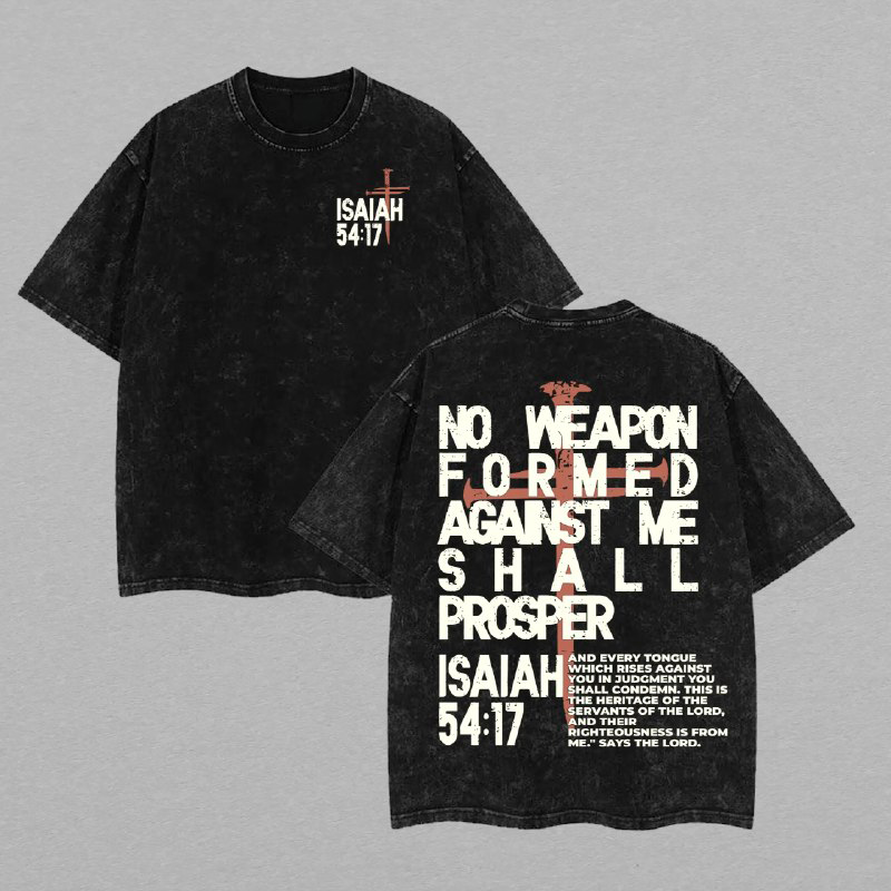 No Weapon Christian Washed T-Shirt, Jesus T-Shirt, Jesus Tee, Easter Tee, Christian Apparel Streetwear Gym Menswear Top Men or Women