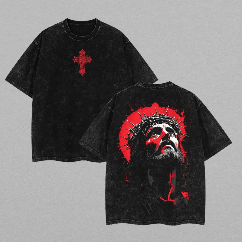 Jesus Looking Up Washed T-Shirt, Jesus Tee, Jesus Tshirt , Cross Tee, Christian Apparel Streetwear Menswear Top Men and Women