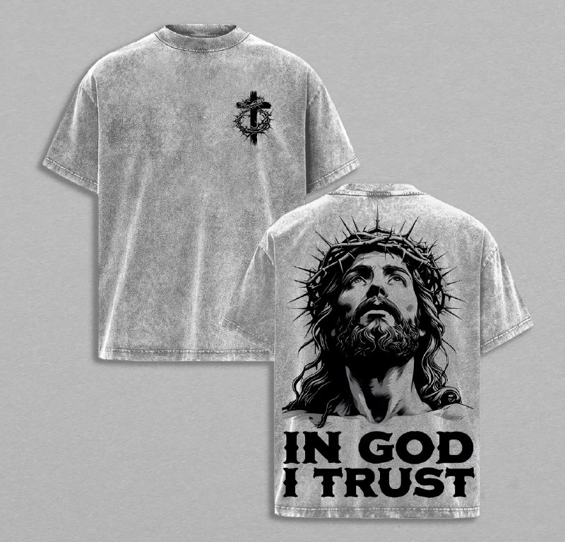 IN GOD I TRUST Jesus Crown of Thorns God Apparel Tee Washed, Easter T-Shirt, Jesus T-Shirt, Easter Streetwear, Christian Apparel Graphic Tees, Gym Pump Cover , Church Outfit