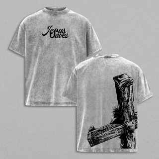 Vintage Jesus Saves T-Shirt – Washed Casual Tee with Bold Faith Graphic. Perfect for Unisex Streetwear and Inspirational Outfits. Jesus Saves Tee