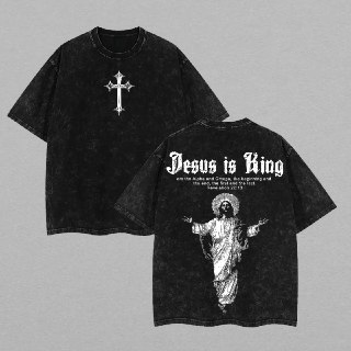 Jesus Is King Washed T-Shirt – Hoodie Washed Tee with Faith Graphic. Unisex Streetwear for Men & Women. Perfect for Daily Wear or Gifts, Faith Tee, Christian Street Style, Jesus Clothing