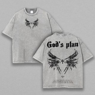 God Plan Tshirt Washed, Wing Shirt, Jesus Tee, Streetwear, Jesus T-Shirt, Easter Streetwear, Christian Apparel Graphic Tees, Gym Pump Cover