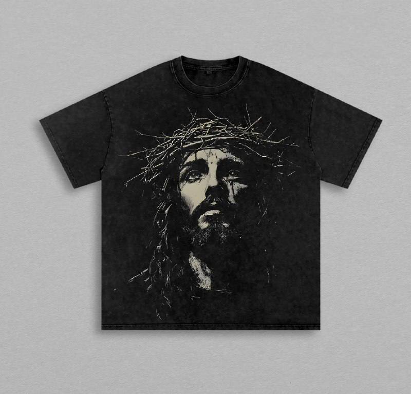 Jesus Crown of Thorns Ver 2 Tshirt & Hoodie Washed, God Apparel Tee, Easter T-Shirt, Jesus T-Shirt, Easter Streetwear, Christian Apparel Graphic Tees, Gym Pump Cover