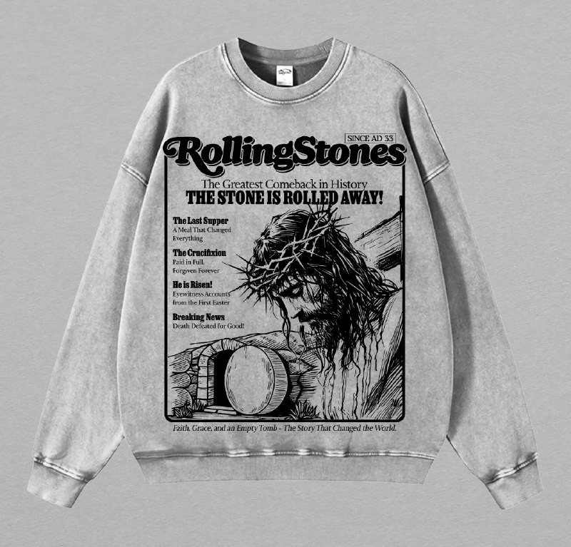 Rolling Stones Resurrection Vintage Washed Oversize T-Shirt Hoodie Tank Top, The Stone Rolled Away Christian Faith Streetwear, Jesus Apparel Christian Bible Verse Church Outfit Gym Pump Cover