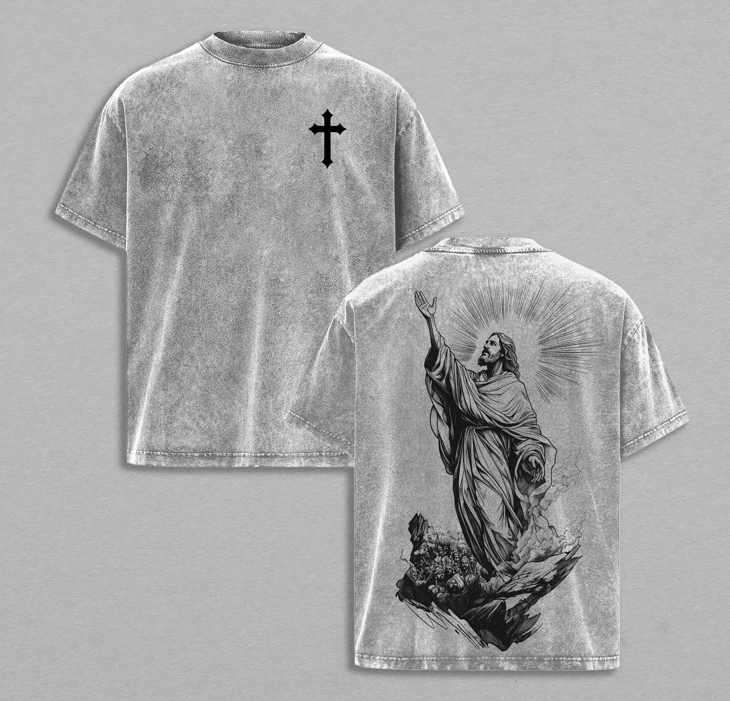 Jesus Christ T-Shirt Washed Christian Religious Tee, Faith and Hope Graphic Shirt, Spiritual God Apparel, Gospel Streetwear Top, Divine Savior Christian Clothing , Church Outfit