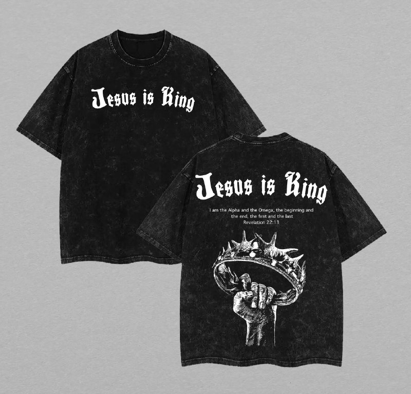 Jesus Is King Washed T-Shirt, Vintage Jesus Washed T-shirt, Faded Graphic Tee, Retro Style Shirt, Top, Washed Cotton Tee for Men and Women