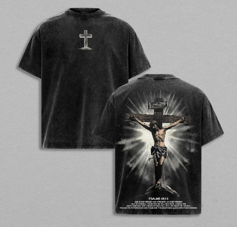 Psalms 461-3 Jesus Cross T-Shirt Tank Sweatshirt Hoodie Washed Christian Streetwear Vintage Tee Faith Bible Verse Shirt Jesus Religious Graphic Tee God Is Our Refuge