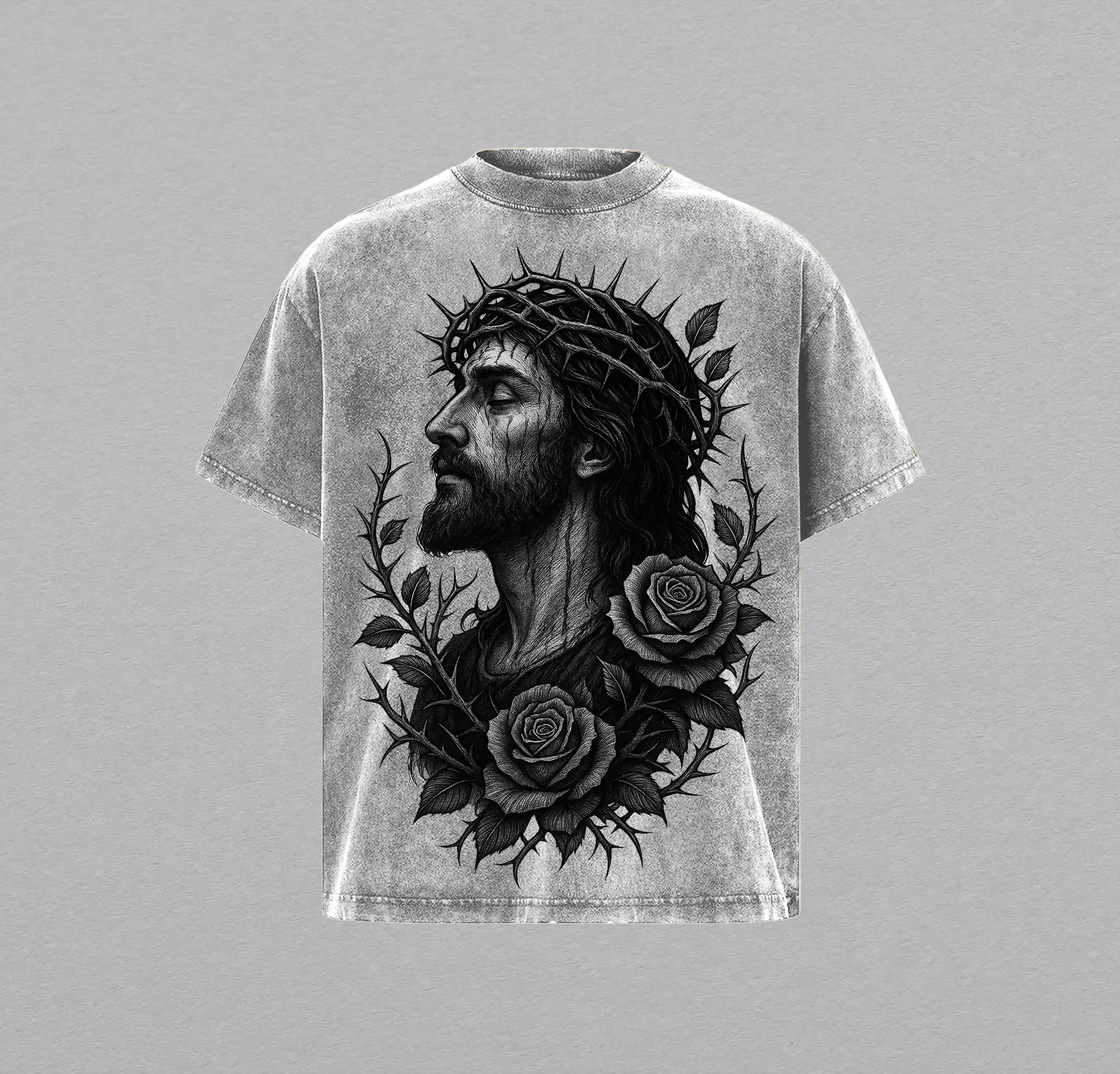 Jesus Crown of Thorns x Black Rose Tshirt & Hoodie Washed, God Apparel Tee, Jesus T-Shirt, Easter Streetwear, Christian Apparel Graphic Tees, Gym Pump Cover Christmas & Thanksgiving Outfit