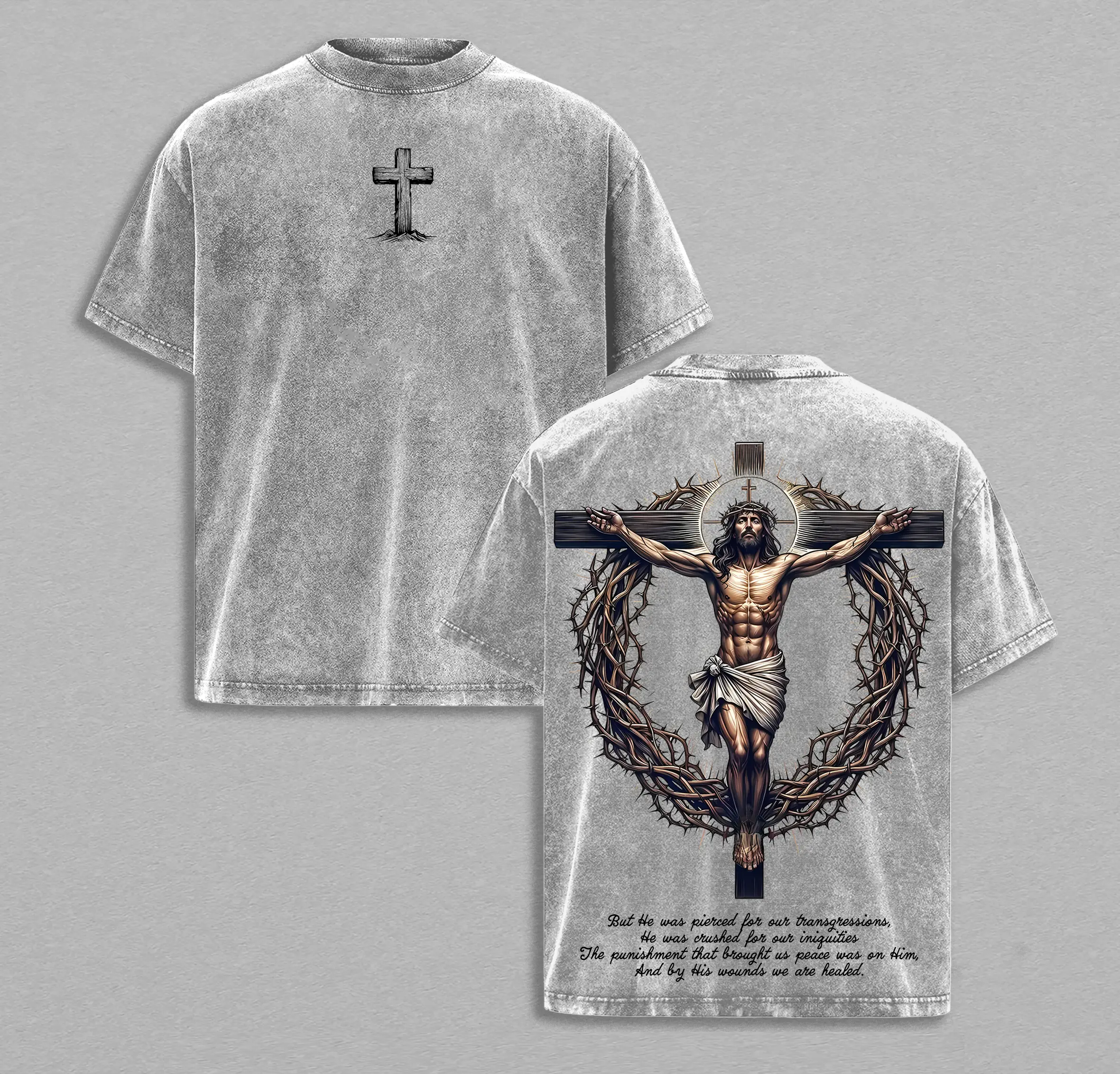 Jesus Crucifix Cross T-Shirt Washed Hoodie Washed He Died For Our Sins Bible Verse Tee Christian Faith Streetwear Religious Vintage Shirt Glory Threads Gospel Clothing