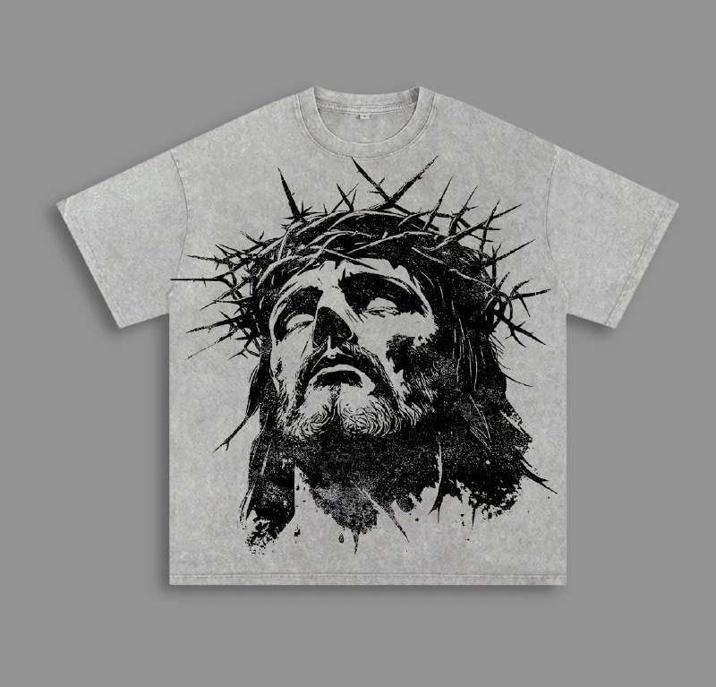 Portrait Of Jesus T-shirt Washed , Bible Verse , Sweatshirts, Church Outfit Unisex Graphic Tee Christian Based Clothing, Faith Based Apparel, Embroidered Crewneck Sweatshirt, Religious Cotton Fabric