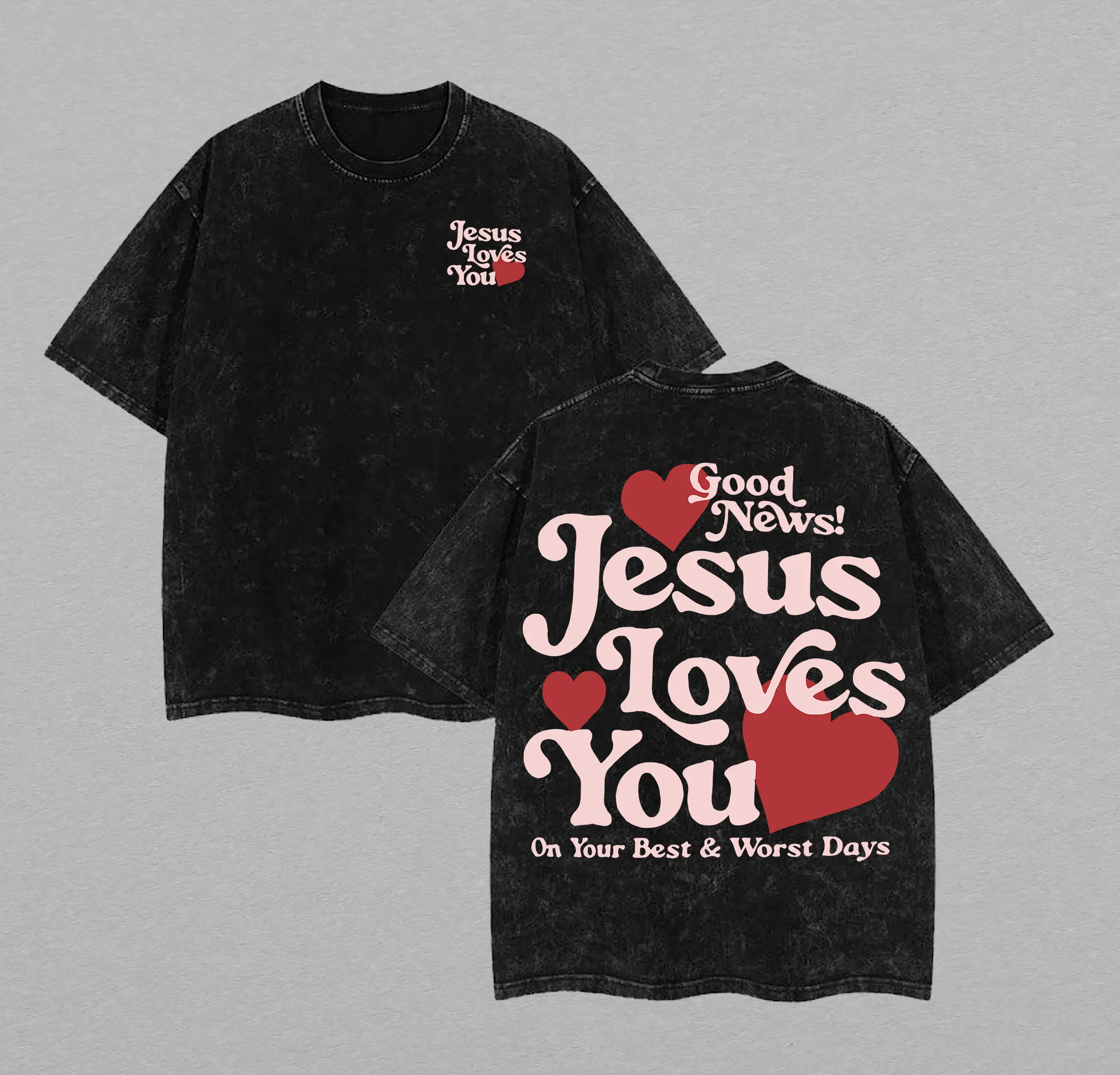 Good News Jesus Loves You Chrsitian Washed T-Shirt, Jesus T-Shirt, Jesus Tee, Easter Tee, Christian Apparel Streetwear Gym Menswear Top Men or Women