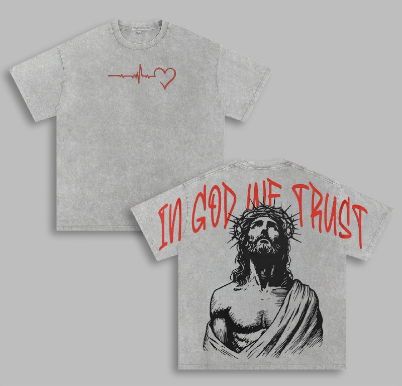 In God We Trust T-Shirt Chrsitian Washed T-Shirt, Bible Verse Religious Aesthetic Spiritual Fashion USA Church Outfit Easter Tee, Christian Apparel Streetwear Gym Menswear Top Men or Women