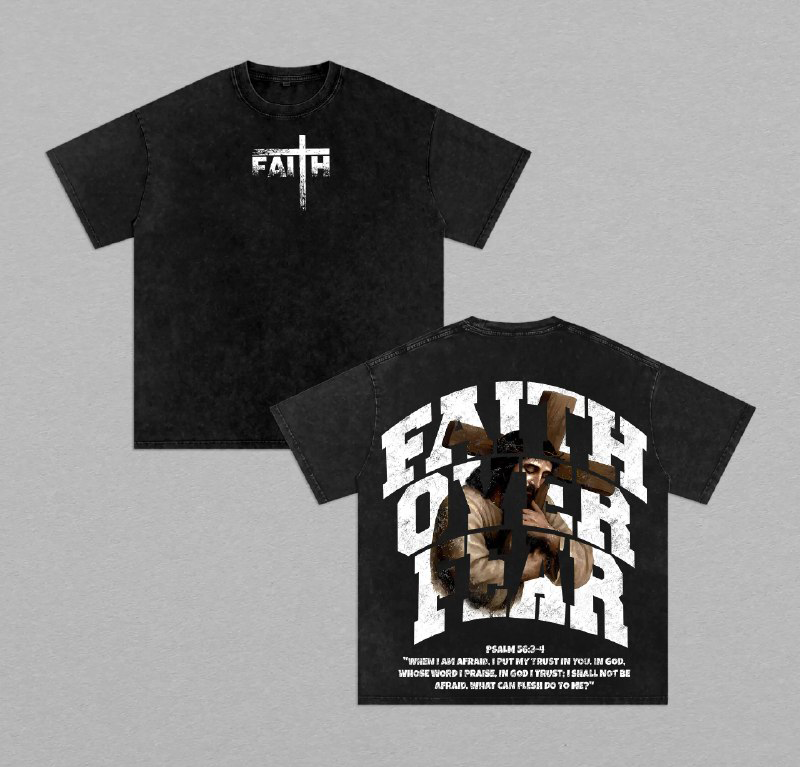 Jesus Faith Over Fair Shirt Christian Graphic Tee Streetwear Soft Cotton Casual Menswear Religious Apparel Gift for Believers